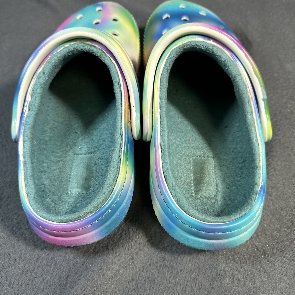 Crocs Classic Lined Clog M4 W6 Rainbow Ombre Fuzzy Cozy Slip On Shoes Multicolor - Picture 5 of 16